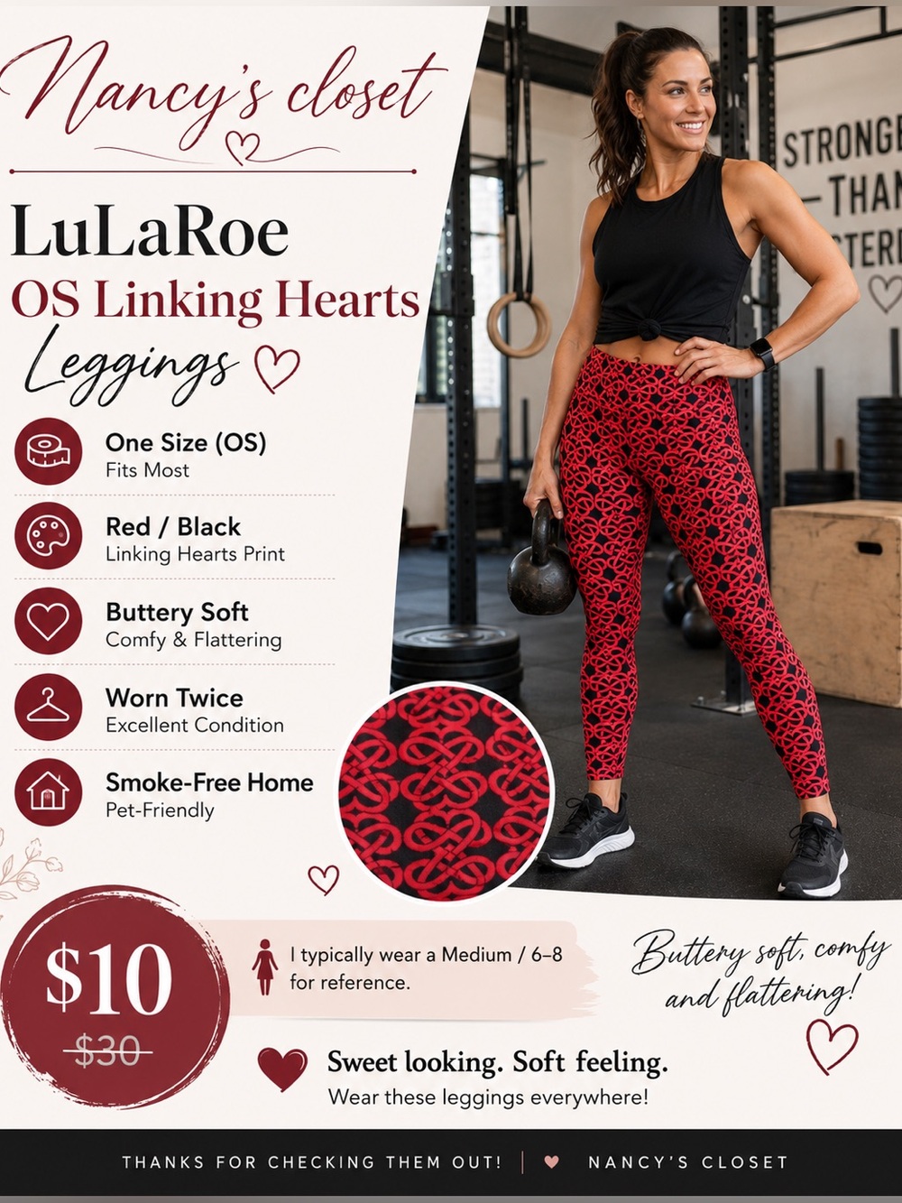 LulaRoe OS Linking Hearts Tights